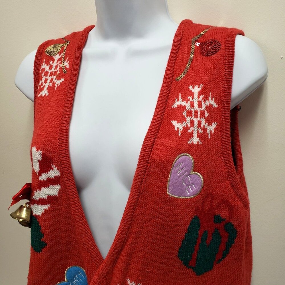 Poof Womens Christmas Holiday Sweater Vest - Picture 3 of 11